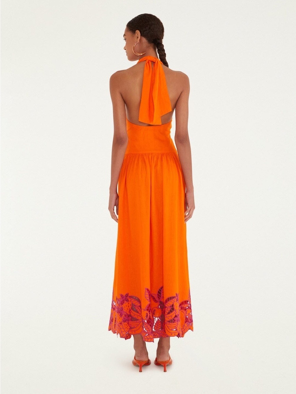 Farm Rio Orange Fruit Richelieu Artisanal Maxi Dress - Picture 4 of 8